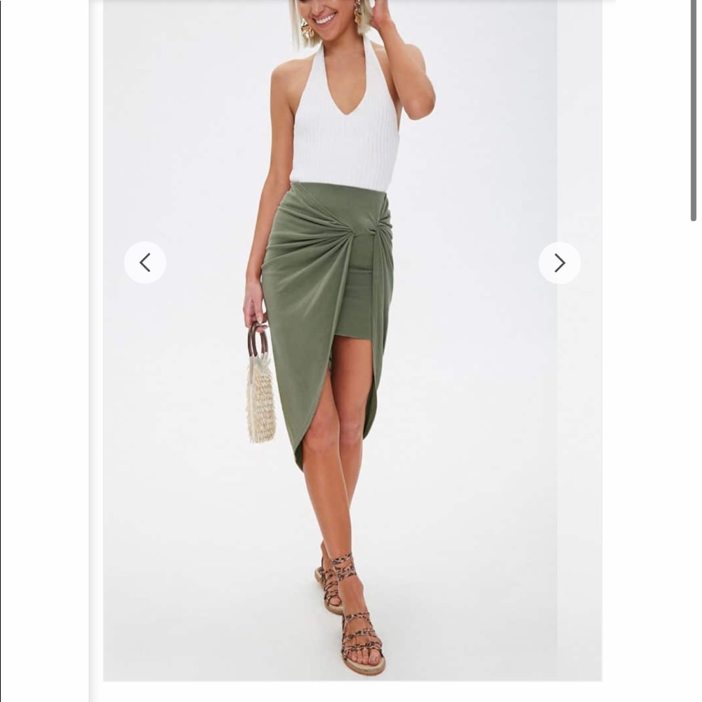 Olive green tie skirt